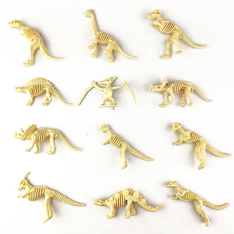 Model Kit Dinosaur Bandai - 12pcs/set Jurassic Dinosaurs Skeleton Model Archaeology