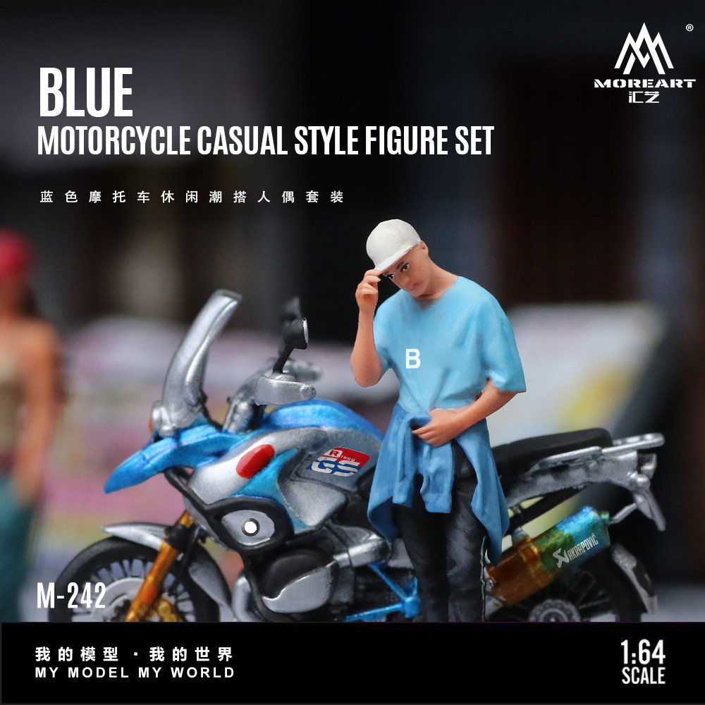 Model Kit Car - *Pre-Order*MoreArt 1/64 Blue Motorcycle Figure Set