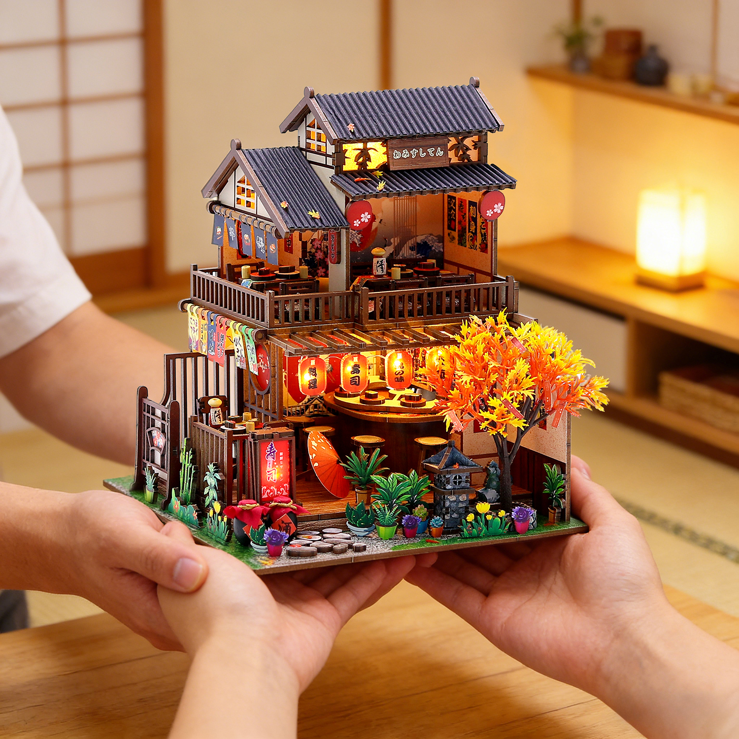 Model Kit Japan Shop - Japanese Sushi Shop DIY Wooden 3D